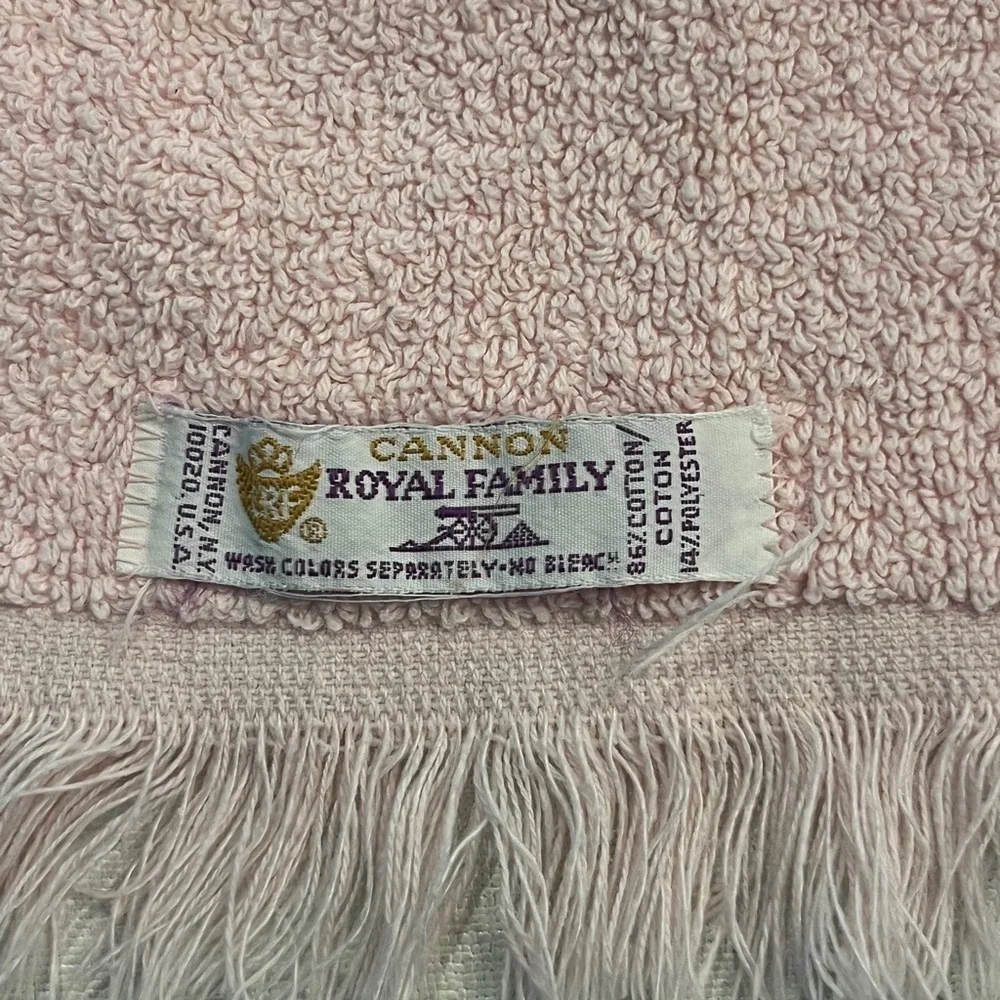 Vintage Canon Pink on pink Textured towel with Fringe. GUC!